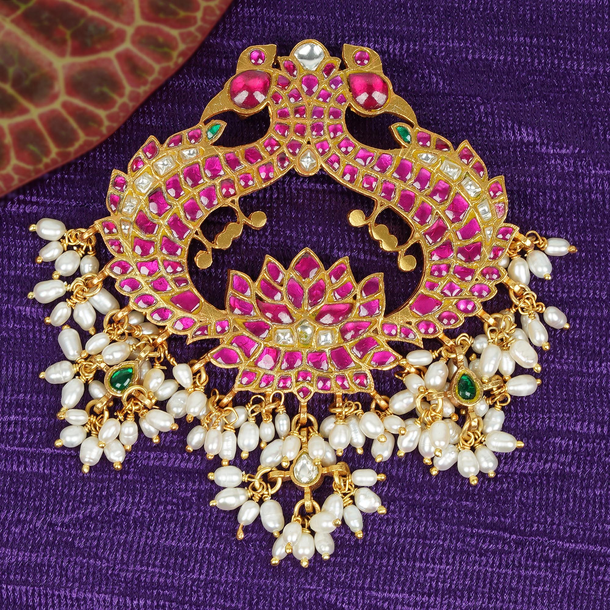 Plain Pink Peacock Design with Lotus
