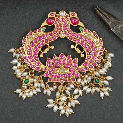 Plain Pink Peacock Design with Lotus