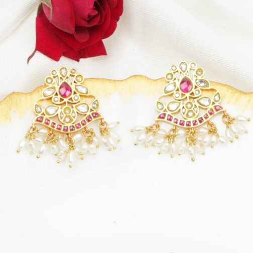 Red-White Combo Gold-Plated Studs.
