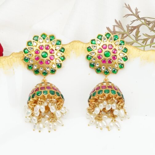 Grand South Indian Bridal Jhumka with Gold Plating