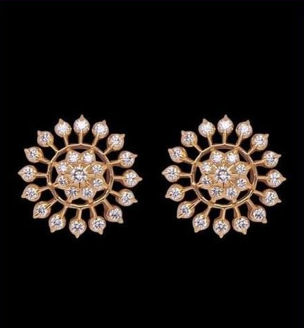 Rose Gold Plated White CZ Flower Stud Earrings