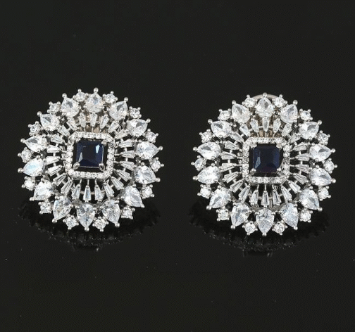 Affordable American Diamond And Black Crystal Stud Earrings