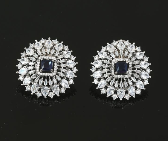 Affordable American Diamond And Black Crystal Stud Earrings