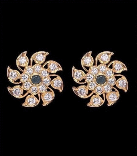 Rose Gold Plated White CZ Flower Stud Earrings