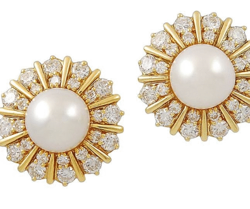 Gold Plated White CZ Flower And South Sea...