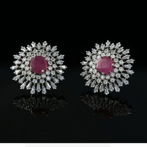 Rose Gold Plated And American Diamond Stud Earrings