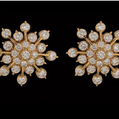 Rose Gold Plated White CZ Flower Stud Earrings