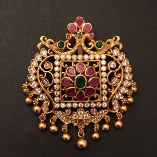 Cabochon Rubies And Gold Balls Hanging In The...