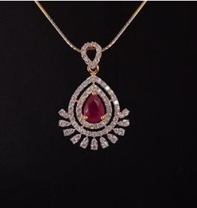 Gold Plated CZ Stone With Ruby Pendant