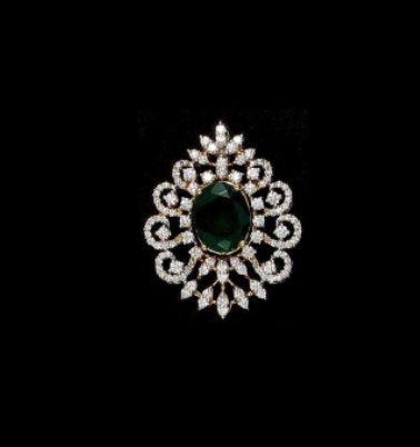 American Diamond With Emerald Simple Pendant