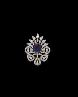 American Diamond And Blue Sapphire Pendant