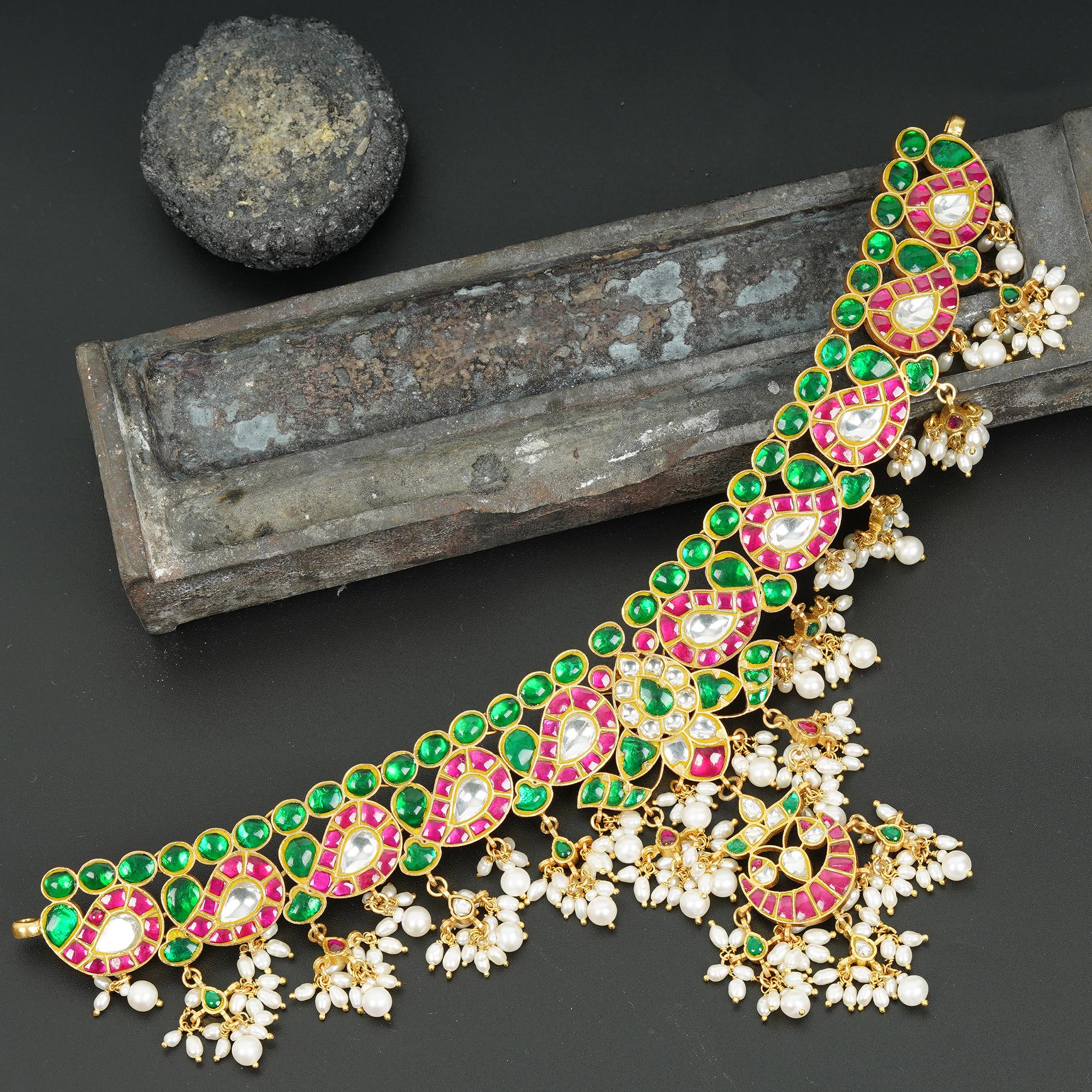 Green Pink Moisannite Necklace India