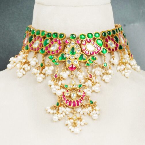 Green Pink Moisannite Necklace India