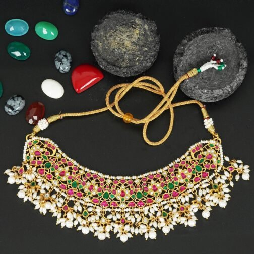 Reeya Lifestyle Pink Green Striking Bridal Necklace