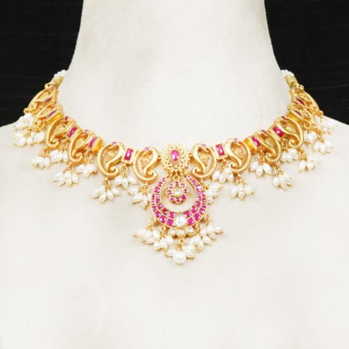Glav Diva Mango Shaped Pink and White Necklace...