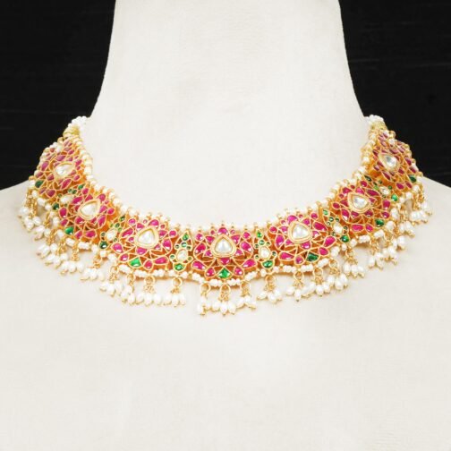 Shop Stunning Kundan Choker Set Crafted with Pink...