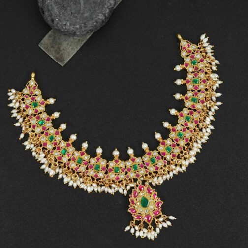 Finely Pearl and Stone Embellished Indian Necklace with...