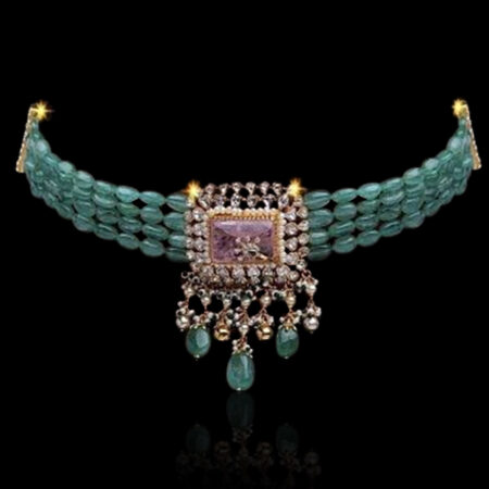 Green and Light Pink Choker Jewellery