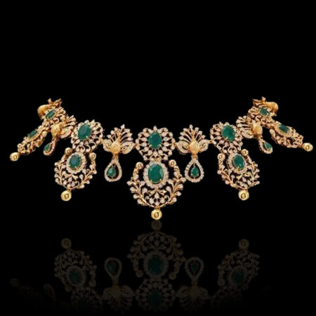 Gold and Green bridal jewelry necklace
