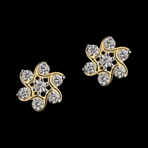 Floral Design stone studded Diamond Earrings with curvy touch by Reeya Lifestyle