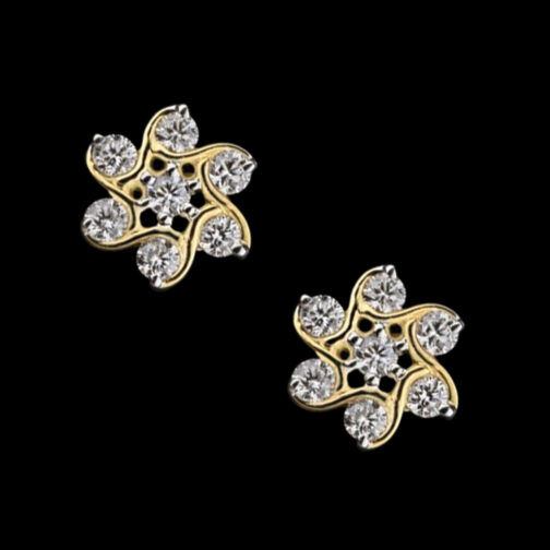 Floral Design stone studded Diamond Earrings with curvy touch by Reeya Lifestyle