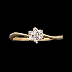 Graceful and curvy diamond ring online India with floral design in centre