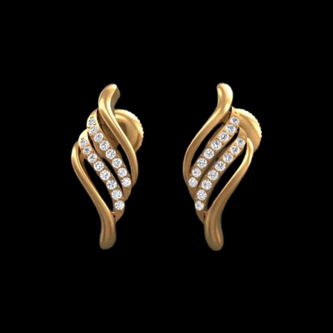 Subtle diamond earrings silver based with fine stone settings and matte golden finish