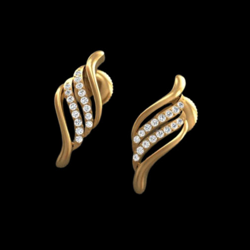 Subtle diamond earrings silver based with fine stone settings and matte golden finish