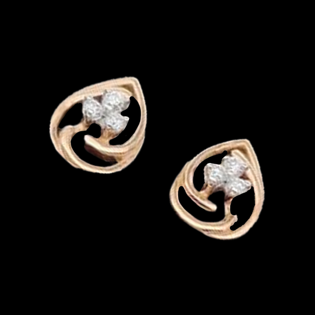 Drop shaped hollow design gold earrings