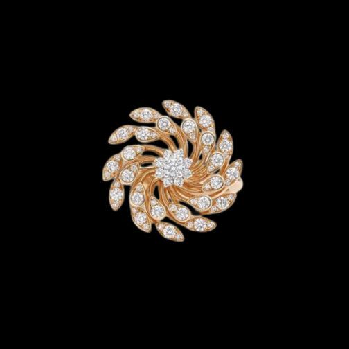 Twisted Petal Design Diamond Earring with floral embellishment in centre