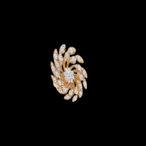 Twisted Petal Design Diamond Earring with floral embellishment in centre