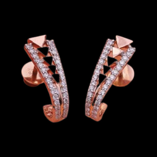 Curved J Style Rose Gold Diamond...