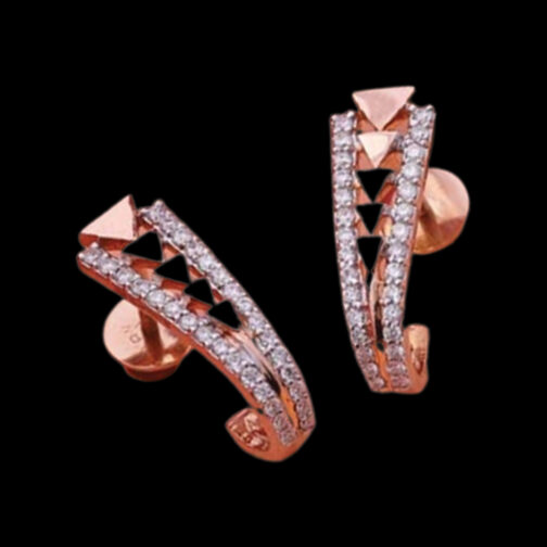 Curved J Style Rose Gold Diamond...