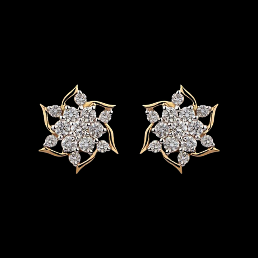 Outward Open Diamond Earrings with a Decent Stone Setting
