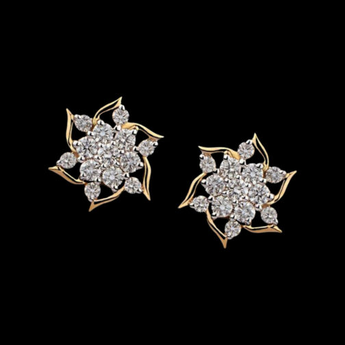 Outward Open Diamond Earrings with a Decent Stone Setting
