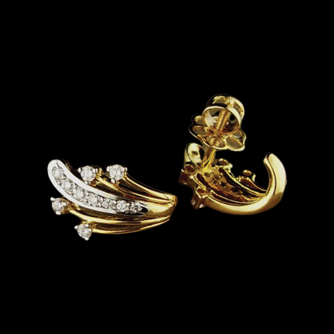 Dazzling Antique Victorian Diamond Pierced Dangle Earrings 14k Yellow Gold  | eBay