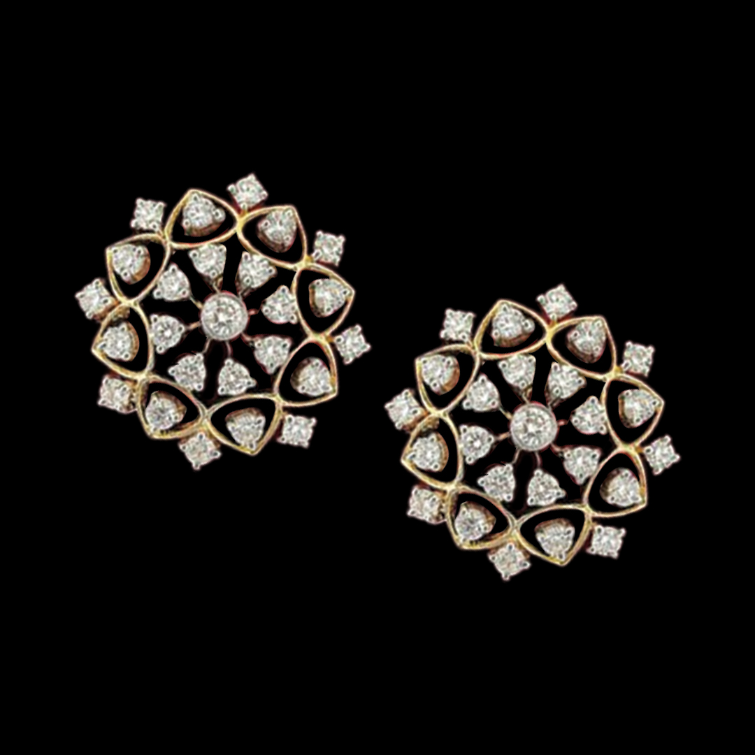 Astonishing diamond earrings with circular studded stone setting on it