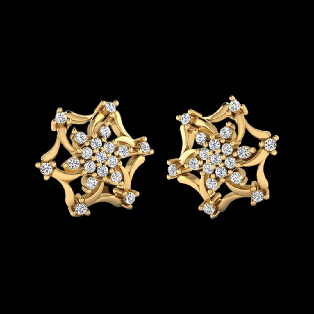Beautiful 22K Gold Finish Rose Gold and Diamond Earrings for Casual and Office Wear