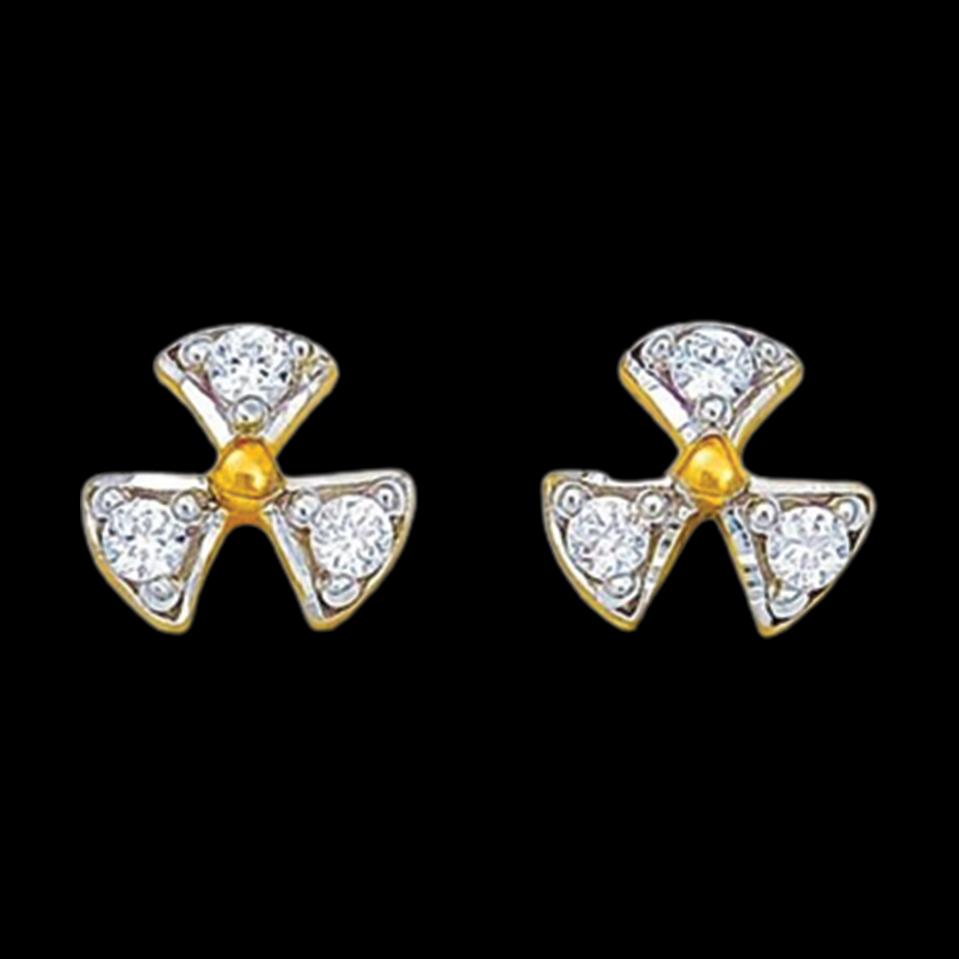 Fan Shaped Small Gold and Diamond Tops with studs placed beautifully