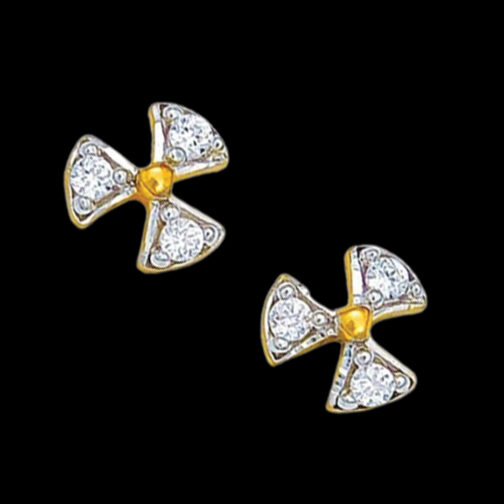 Fan Shaped Small Gold and Diamond Tops with studs placed beautifully