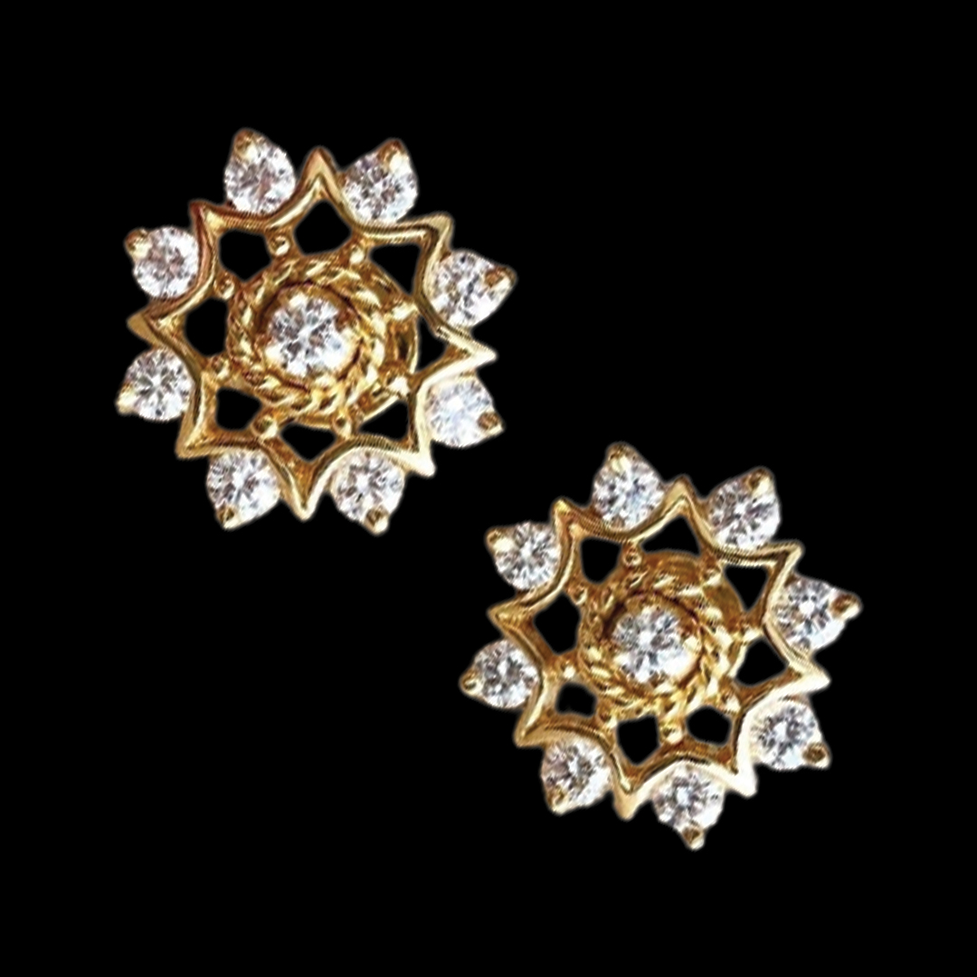 Gold Single Stone Stud Earrings at Rs 3500/pair in New Delhi | ID:  14445348373