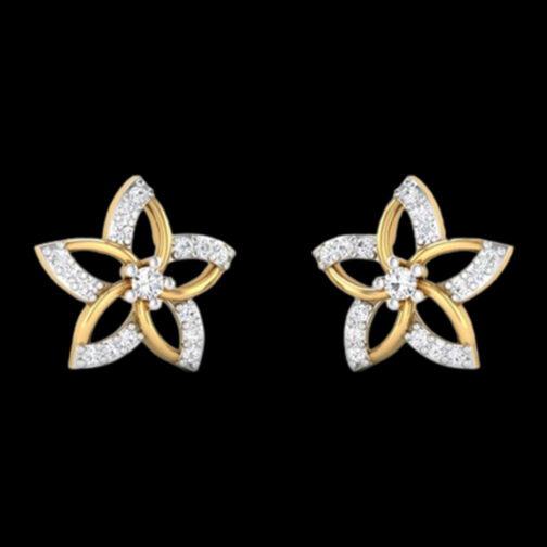 Floral Design Diamond Earrings with Centre Stone and Intricate Stone settings to the sides