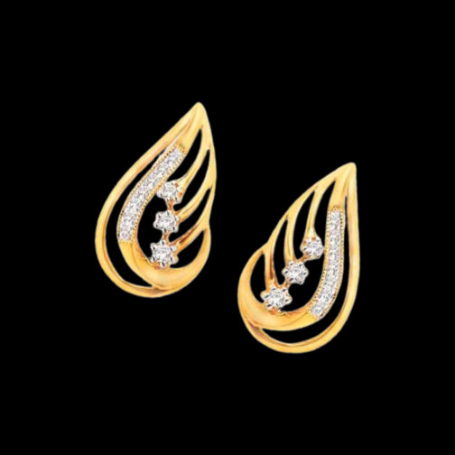 Droplet Gold Finish Diamond Earring with diamond work settings