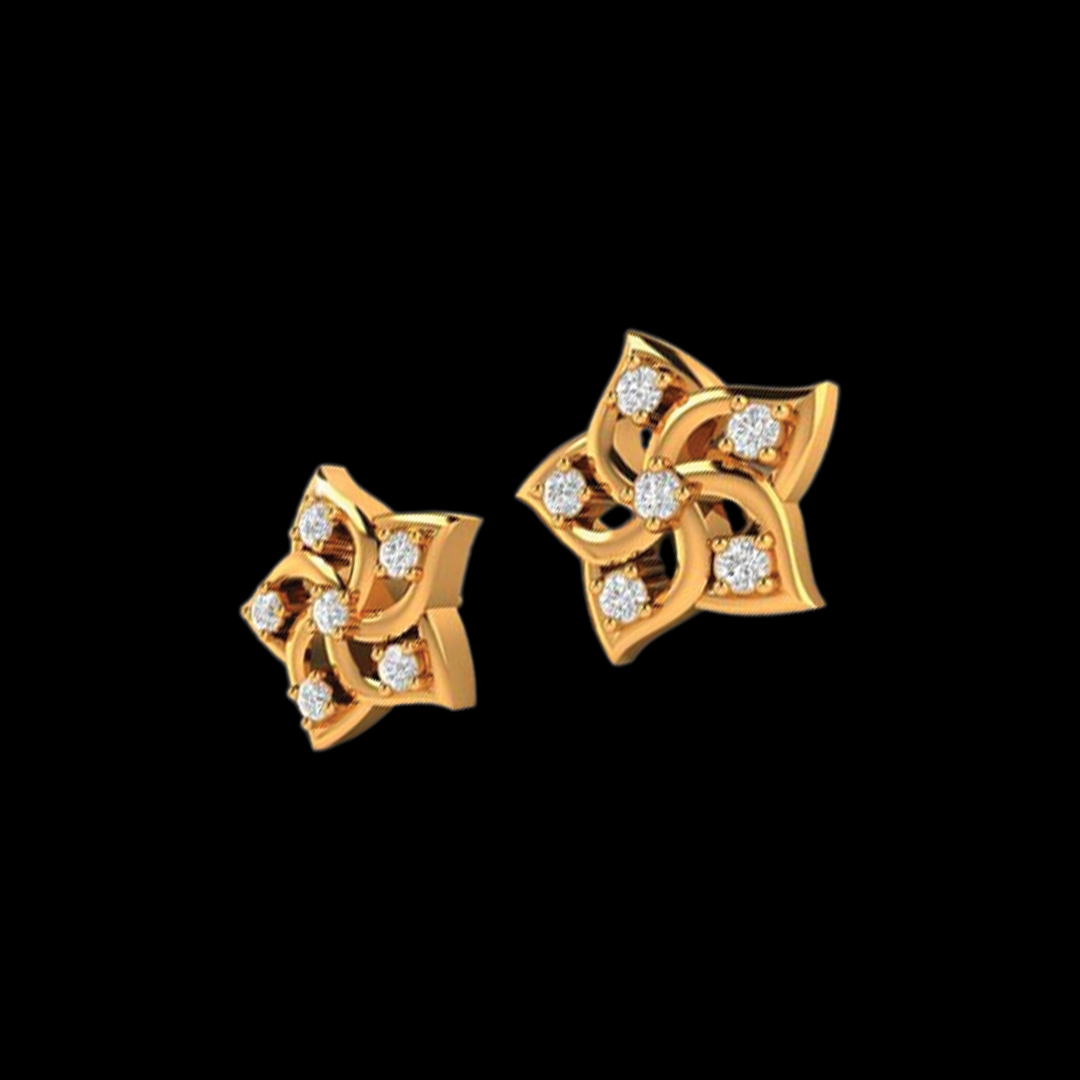 Floral Pattern Designer Diamond Earring with Stone Studded Beautifully