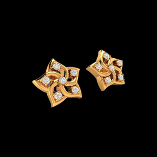 Floral Pattern Designer Diamond Earring with Stone Studded Beautifully