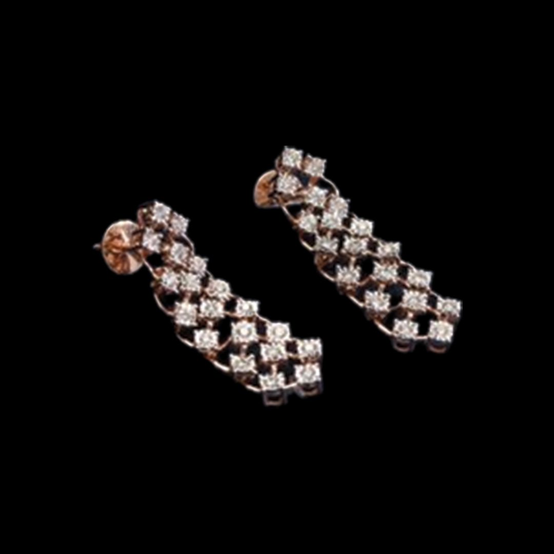 Gold Polish Designer Drop Array Diamond Earrings