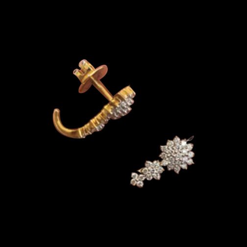 Floral Diamond Earring Pattern with a Curved Line...