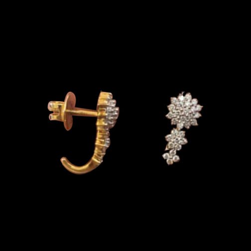 Floral Diamond Earring Pattern with a Curved Line...