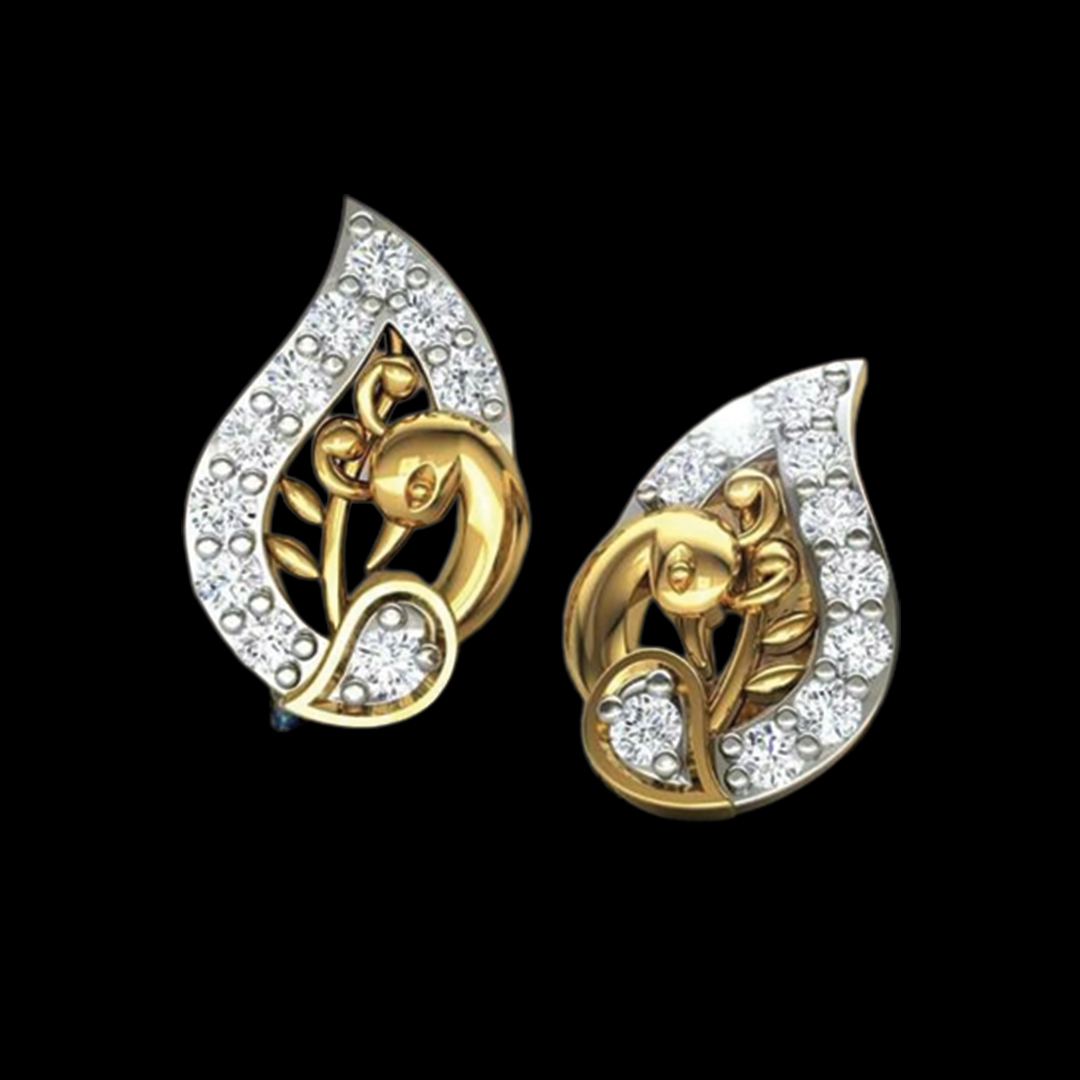 Peacock Style Traditional Diamond Earrings with detailed patterns and stone work