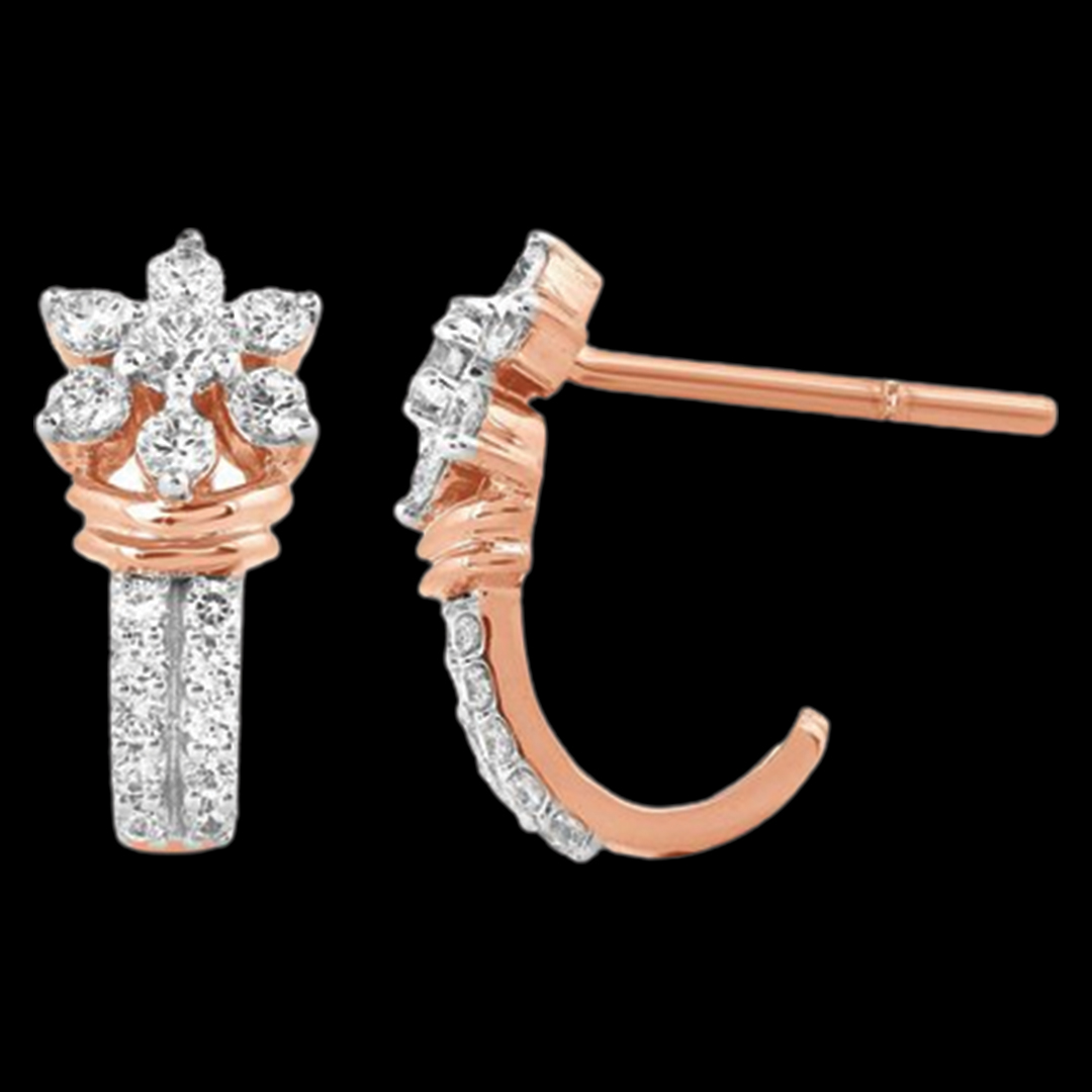 Sober Rose Gold Diamond Earring with flawless diamond work aligned with perfection